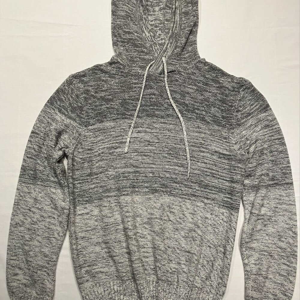 Heritage Premium Men Knitted Hooded Sweater Gray/White Size S/P